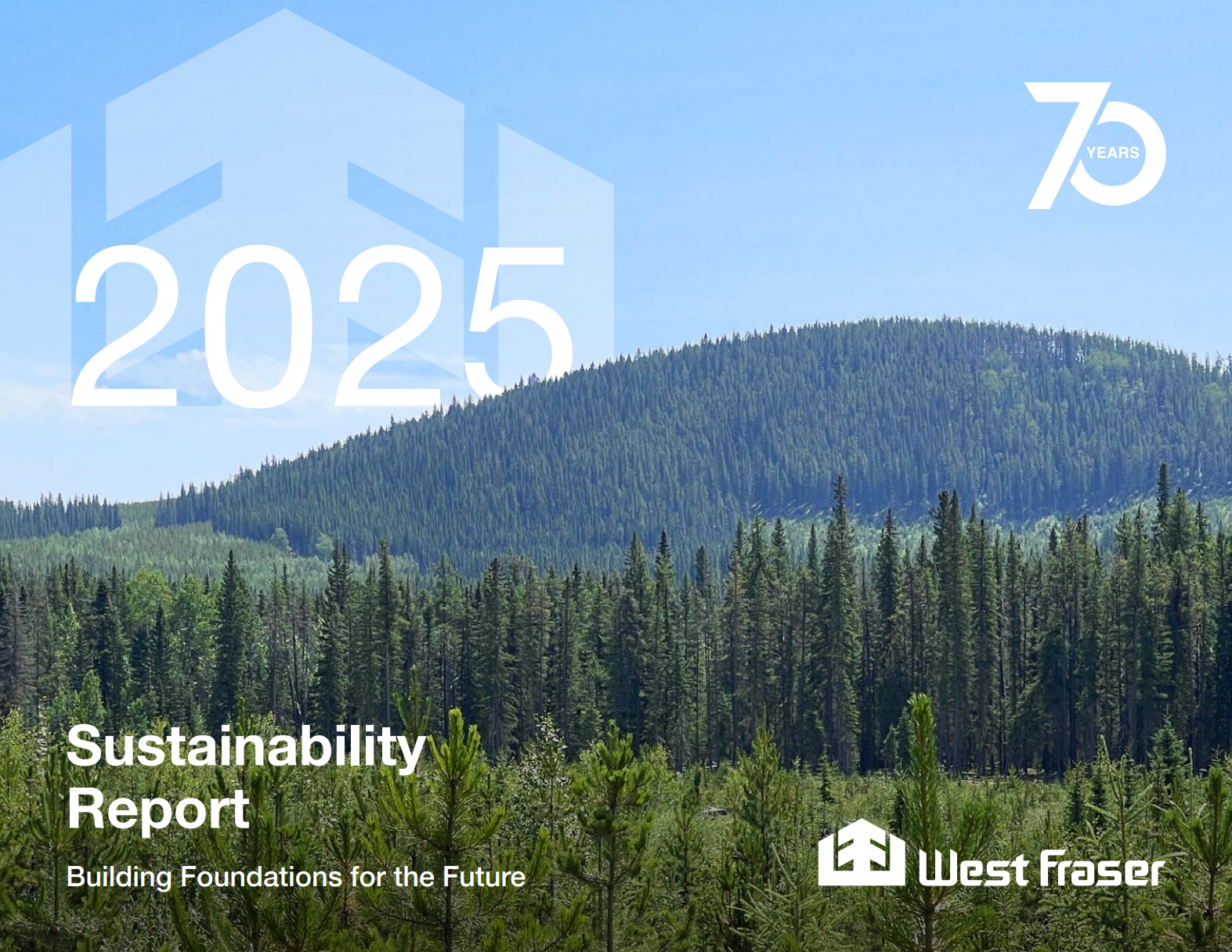 Forest scene with West Fraser logo
